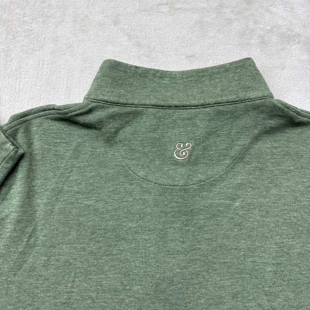 Collars & Co. Pullover Mens Large Green Heatered Cotton Quarter Zip Modal Blend - Picture 5 of 9